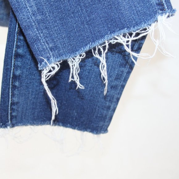 H&M &DENIM SKINNY HIGH WAIST DENIM JEANS SZ 28 DISTRESSED WOMENS RAW HEM COTTON - Picture 8 of 16